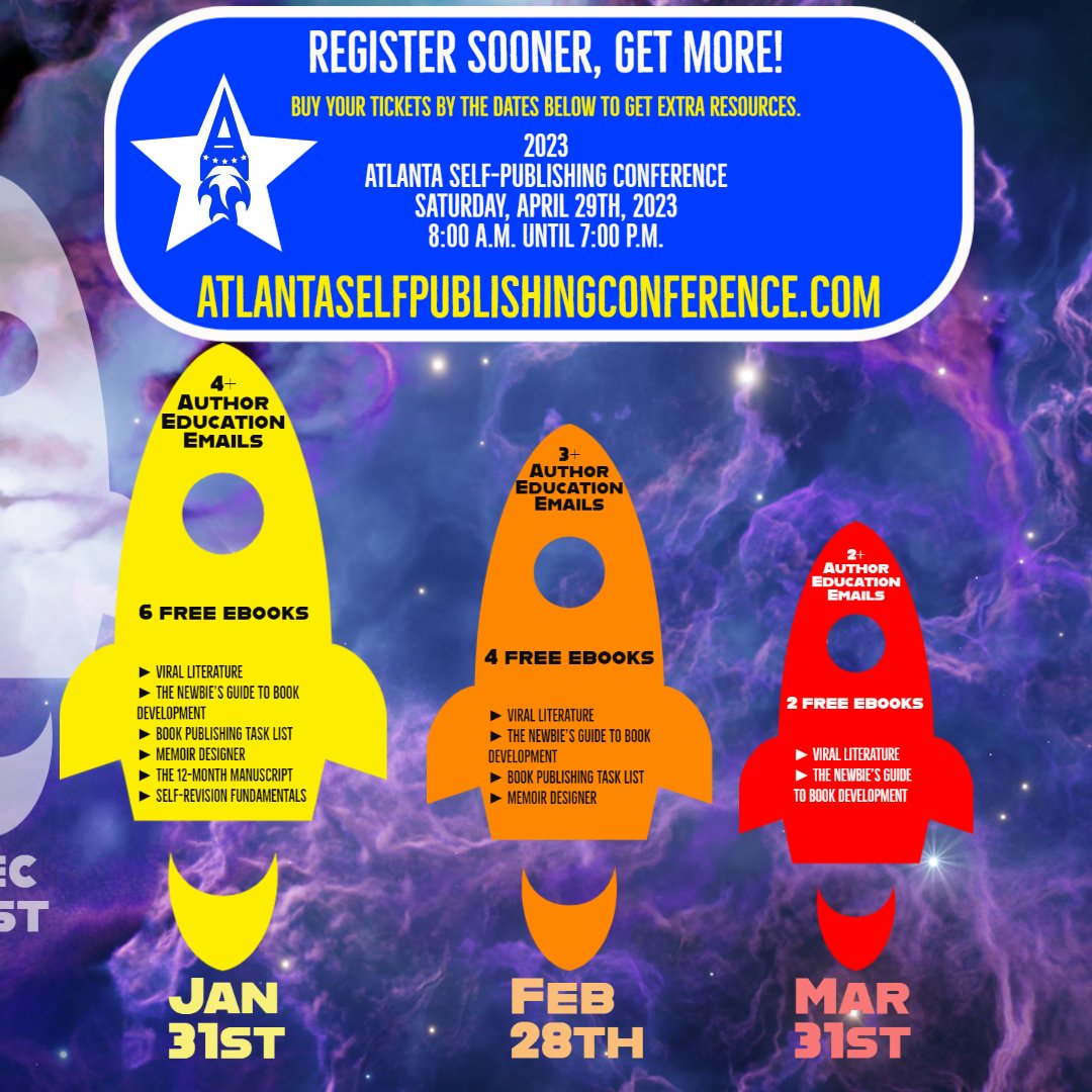 If you're not registered yet, you missed December's perk pack. But there's still time to get a decent chunk of the resources available for you as a registered attendee. Buy tickets at AtlantaSelfPublishingConference.com! 
#aspc23
#writingcommunity
#publishing
#indieauthor
#selfpublishing