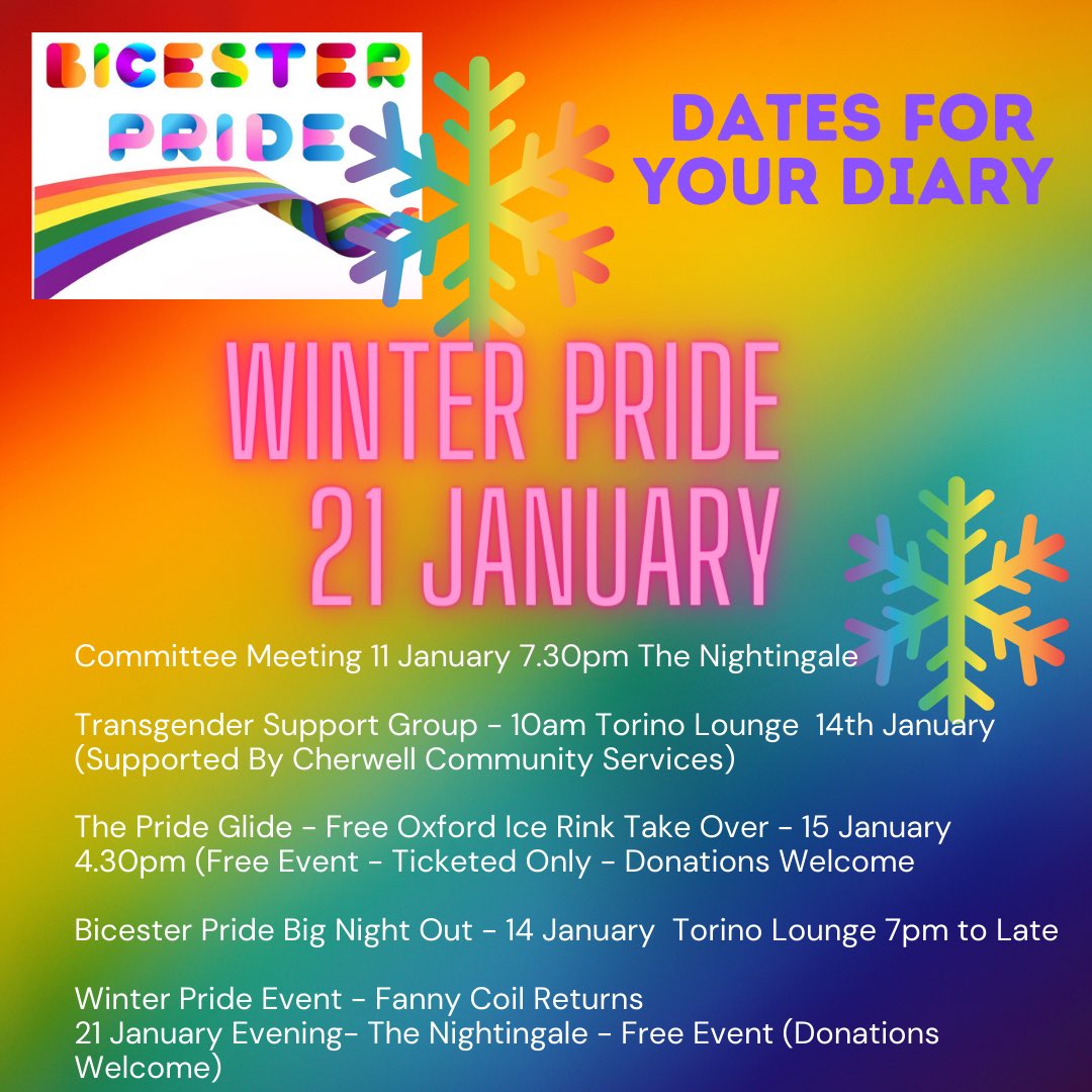 Winter Pride @BicesterPride is 21 January