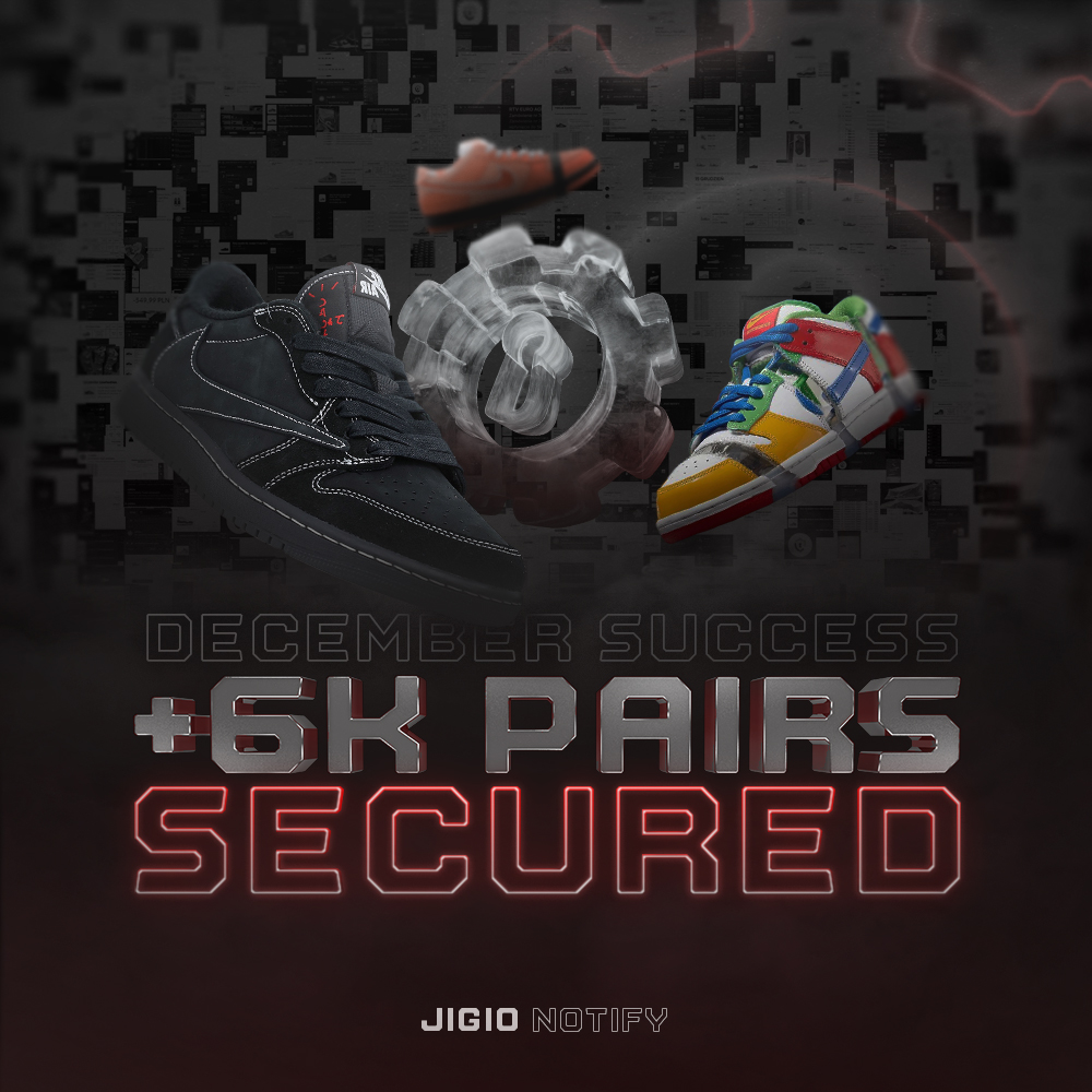 JIGIONotify's tweet photo. December has been huge for our users. Numerous releases and restocks with loads of pairs throughout the whole month. If you want to cook with us, make sure to join out waitlist: https://t.co/x3WoJvJnoi

❤️ + ♻️ https://t.co/cd1eXPNB0T