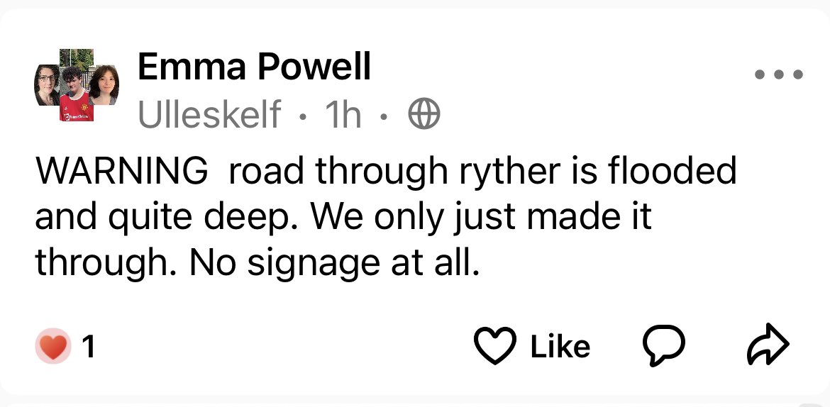 ⚠️ RYTHER: If you are heading out that way see below - flood info <a href="/FloodAlerts/">FloodAlerts</a>