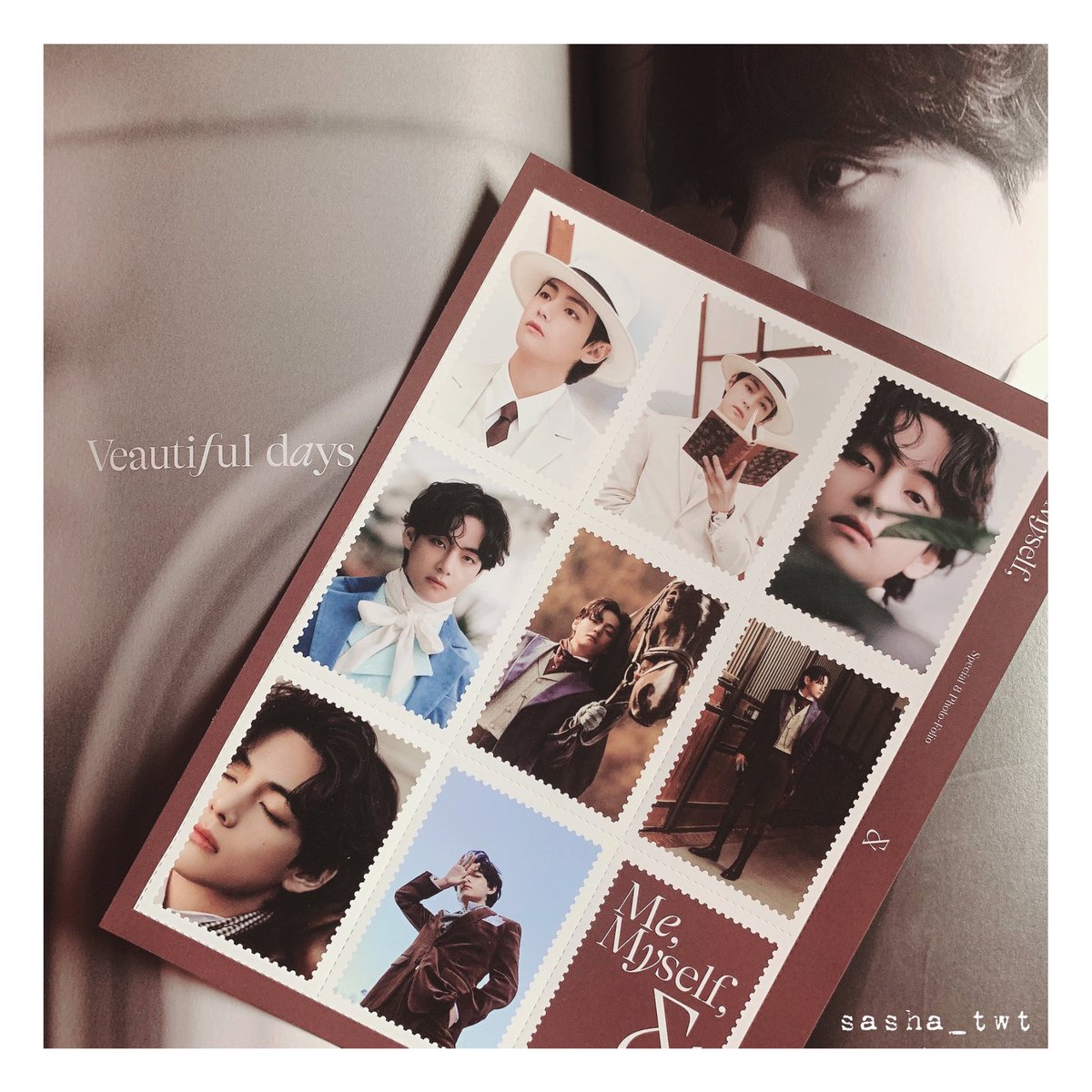 sasha_twt's tweet photo. [💜] BTS Special 8 Photo-Folio

Me, Myself, &amp; V ‘Veautiful day’

เป็น ฟตบ ที่ดีมากๆ 

#방탄소년단  #btscollection #sashabts #bts  #태형 #뷔 #V https://t.co/YicNYviVIu