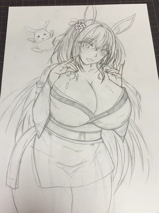 下書き9割完成なのです あとは服に模様を入れるだけだけどそれが1番辛い 