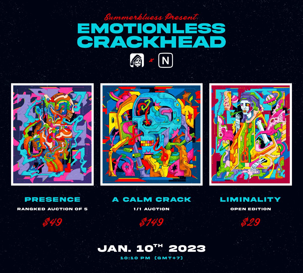 SummerbluessArt's tweet image. Announcing my genesis on @niftygateway drop! 💥
"EMOTIONLESS CRACKHEAD"
Curated by the legend @RDToTheMoon ❤️🔥
January, 10th 2023 at 10:10 PM (GMT+7)
