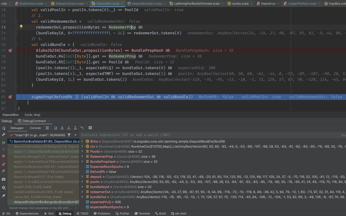How about debugging your ErgoScript contract with a regular IntelliJ IDEA debugger?