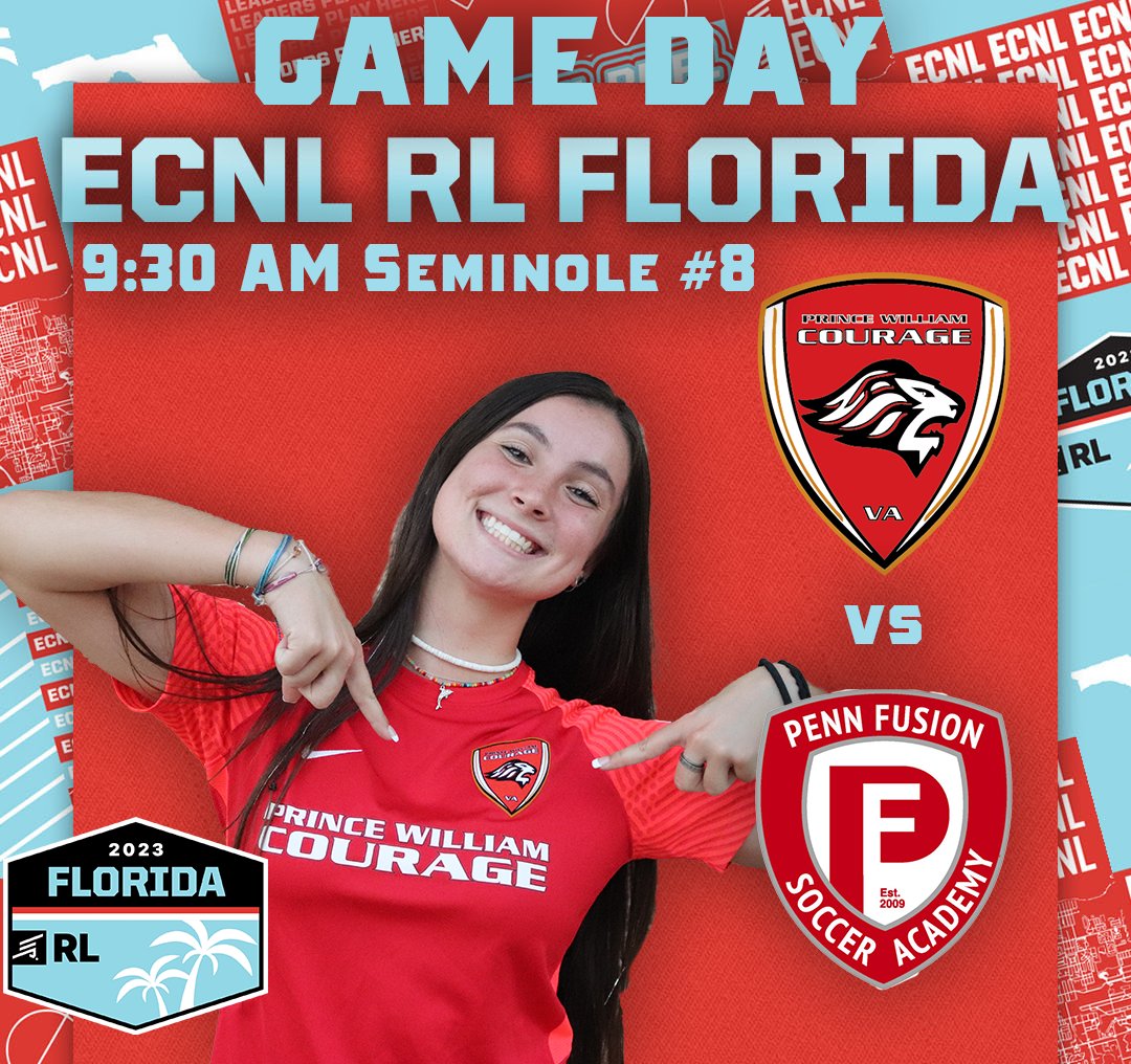 ⏩Final day at @#ECNLRLFlorida for the Courage 2004G RL  
🆚 Penn Fusion | 9:30 AM 
📍Seminole Park #8 | Sanford 
#ECNLRLFlorida #FearThePride #CourageGirlsRL