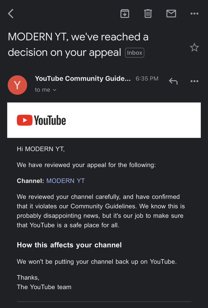 MODERNYT4's tweet photo. @TeamYouTube I Appealed Multiple Times &amp; Getting Same Reply! I Made a Mistake But In future I am not Going To Upload Any Videos Against Community Guidelines Of YouTube. Please @TeamYouTube Give me Back My Channel. I Gave 3 years On It &amp; Too Much Effort! Please Do Something @YouTubeIndia https://t.co/4dgo9Aixnl