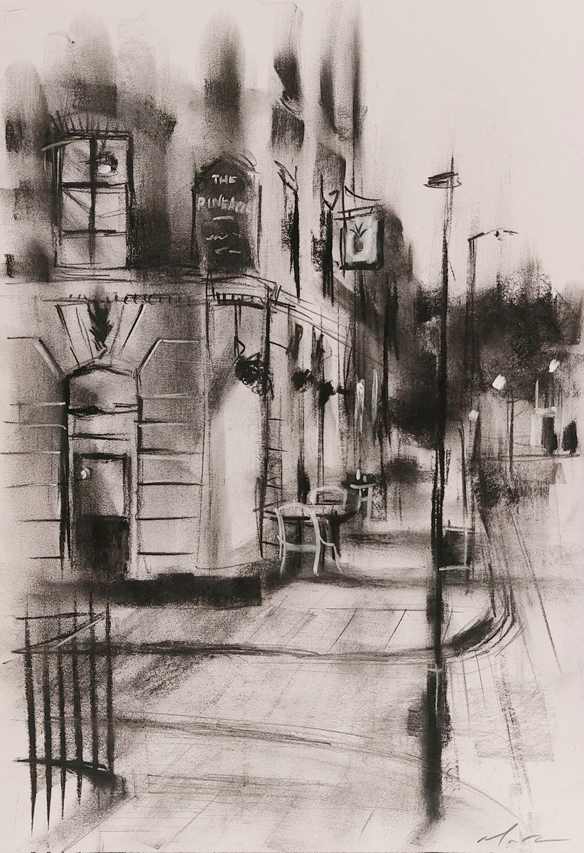 A charcoal sketch.
The Pineapple pub, Kentish Town.