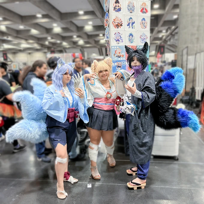 tomura &amp;  twofaced.cosplay (IG),  theloserdevon (IG) cosplaying my yokai inspired designs from 2019  