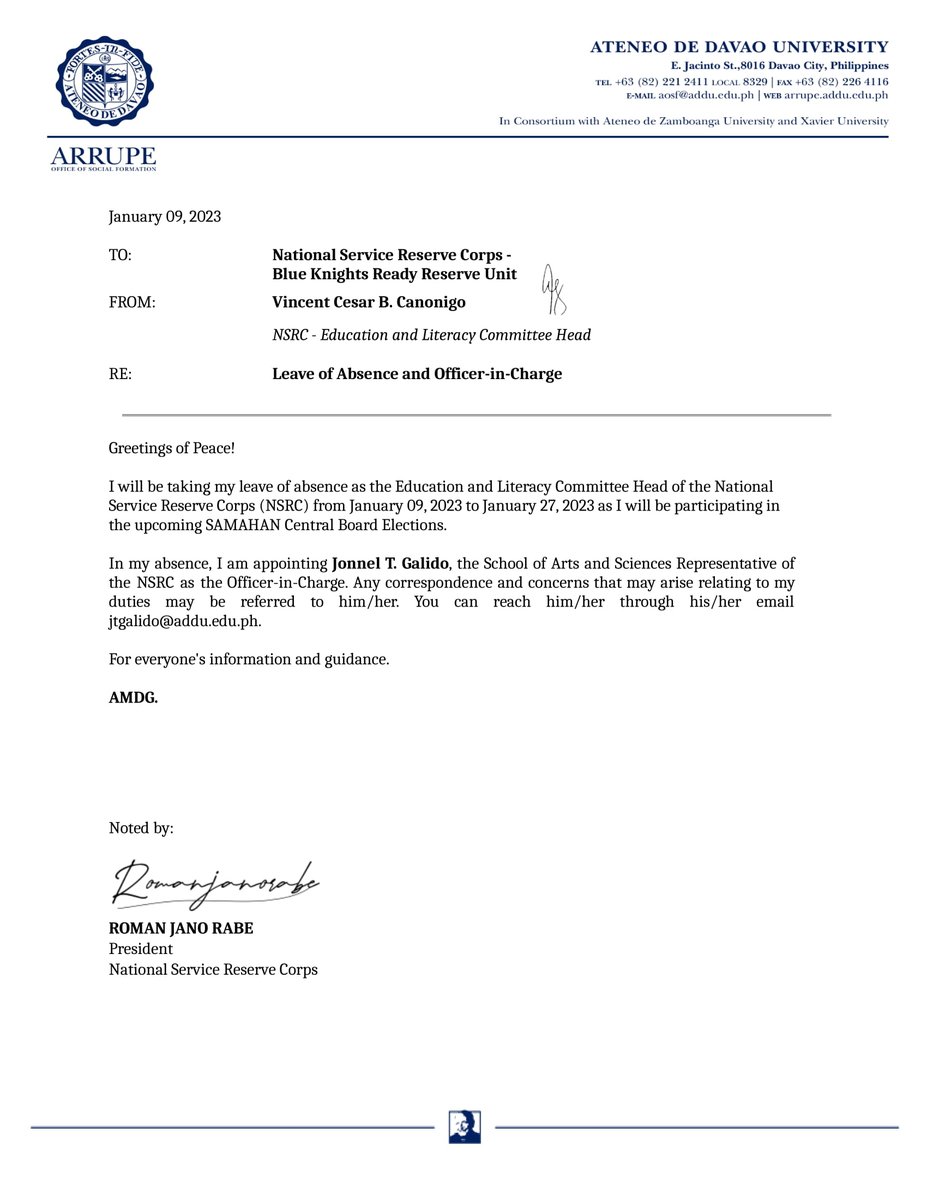 MrBeannsss's tweet photo. 𝗙𝗬𝗜 | I am filing my leave of absence in the following offices as I will be participating in the upcoming SAMAHAN Central Board Elections 2023. 

For widest dissemination. 📋 AMDG+💙 https://t.co/c4HfRimKMA