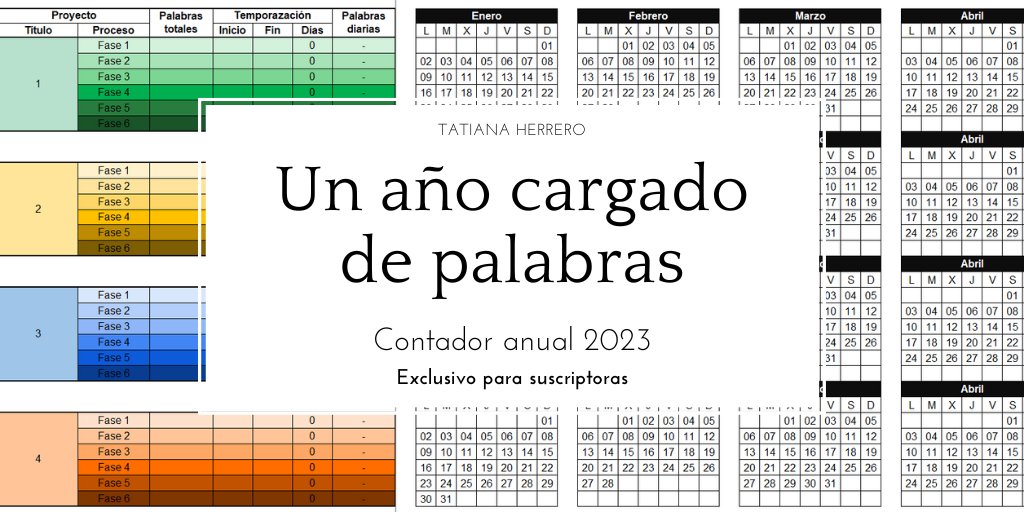 ¡Recibe un contador de palabras ANUAL en tu correo solo por ser suscriptora de mi newsletter!

¿Qué proyectos vas a escribir este 2023?

my.mtr.cool/bftwjyckcc