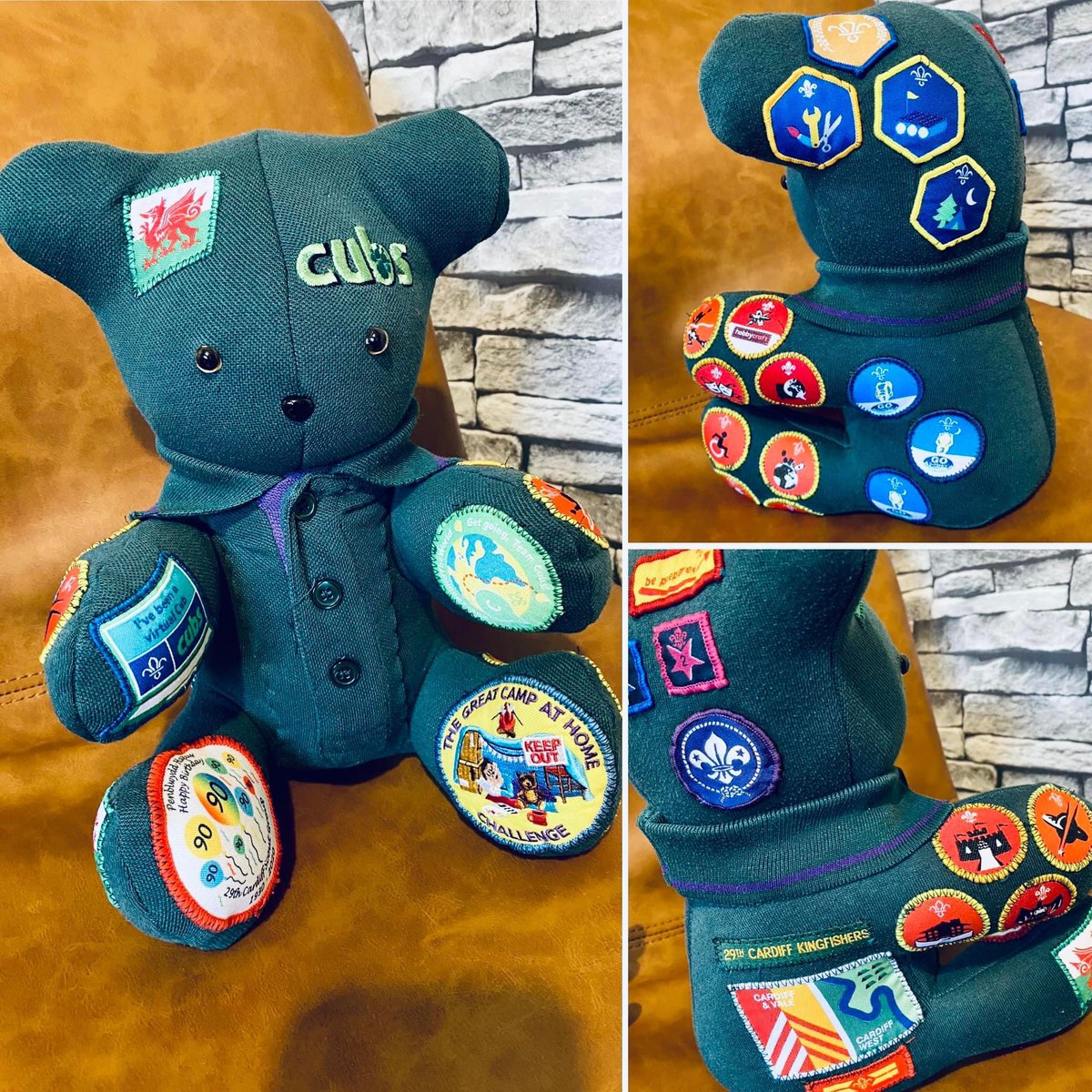 elisabeth_sews's tweet image. Lots of memories altogether on this bear. This was made from a couple of cubs tops and all the badges 🧸 
#memorybears #UKGiftAM #UKGiftHour