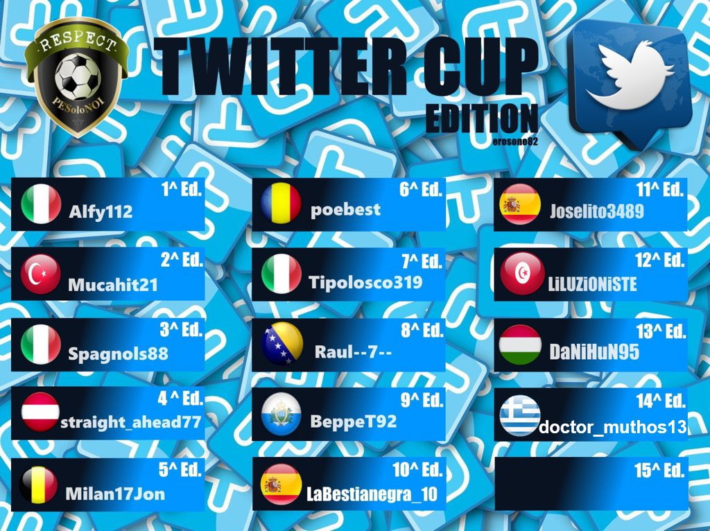 PESoloNOI's tweet photo. #TwitterCup 15 Ed chi entrerà nella prestigiosa bacheca #PESoloNOI?
#GoodLuck #Respect #Final https://t.co/909lw7zoWK