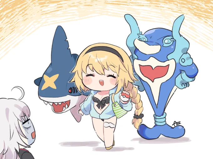 > イルカマンとサメハダーと水着ジャンヌ ※クロスオーバー#odaibako_a_ktv0z  