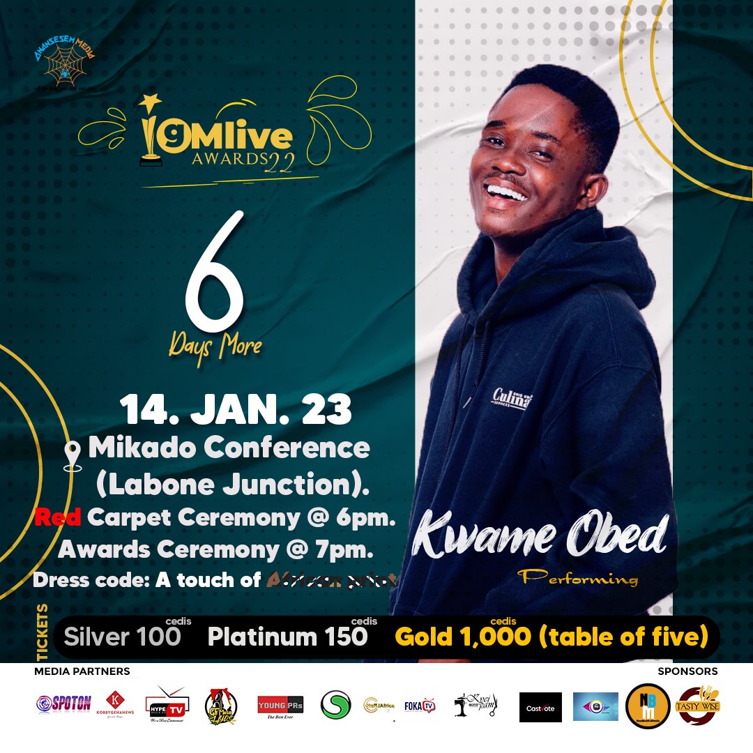 BaahMultimedia's tweet photo. 6 days to go 
Gmlive awards22
#gmlive 
#gmliveawards22 
#comedyaward 
#comedy 
#comedians 
@Nathanielquay 
@Kwameobed https://t.co/GvHGSARH1c