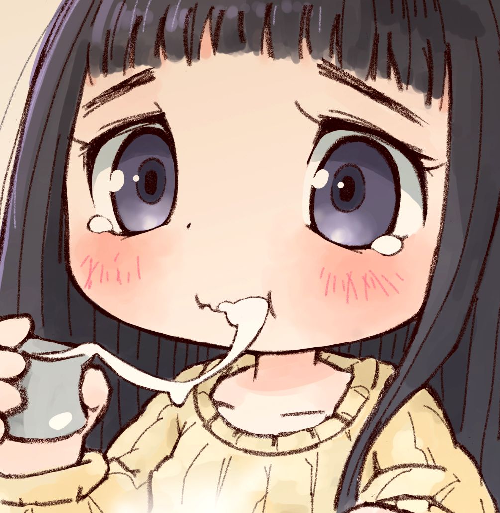 「これで打ち止め…おじさんとのデートで初コーヒーに挑戦したものの苦かったのでミルク」|しるくれのイラスト