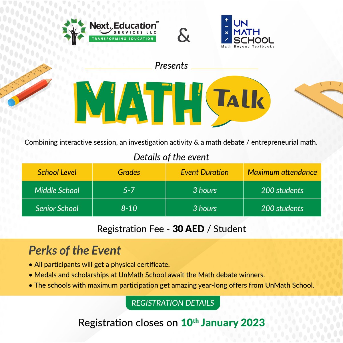 NextEducationAE's tweet photo. Ready to take your math skills to the next level? We have a session coming up that combines interactive activities and hands-on math debates! Bring your creative ideas to the table and join us for a unique math experience.  #nexteducation #UnMath Register: https://t.co/ijDR5CiAf9 https://t.co/HH5WfPhbwE