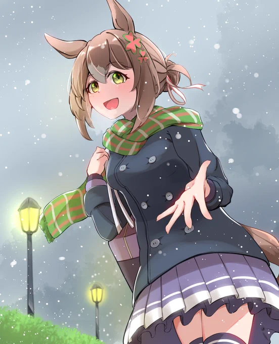 「見て見てトレーナー!雪降ってきたよ!」#ウマ娘  #ファインモーション 