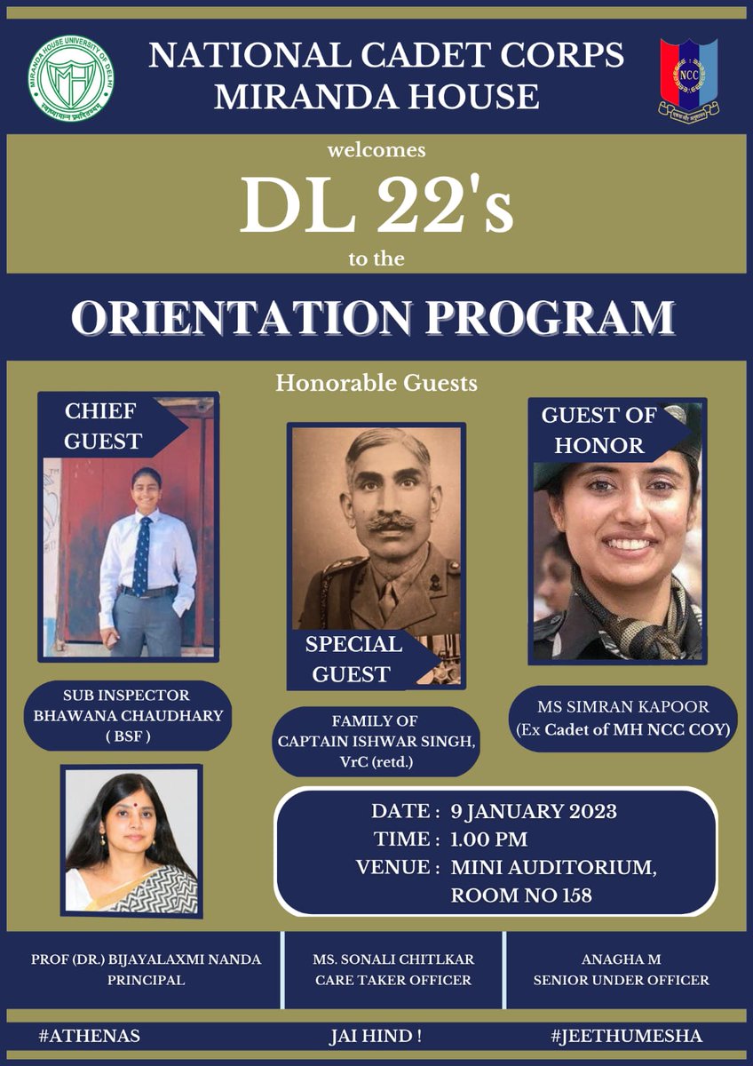 AthenasThe's tweet photo. The only impossible journey is the one you never begin.
- Tony Robbins
#MHNCCCOY is glad to announce that we are organising an ORIENTATION PROGRAM for batch of 2022-2023 on 9th January 2023 at 1:00 PM 
@HQ_DG_NCC
@NCC_Dte_Delhi
@adgpi
@PMOIndia
#Jaihind
#Athenas
#Jeethumesha https://t.co/qd6UxrkW8q