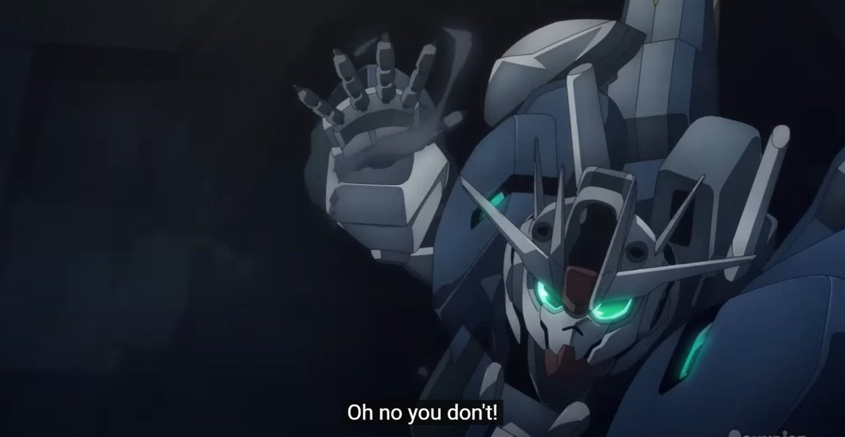 DeltyThe73rd's tweet photo. at this point, the Gundam Aerial Rebuild could've easily just swatted the dude away from Miorine, like pushed him away and she was shown to be given enough time too but no she willingly decided to do THAT instead https://t.co/MvdduRXh3E