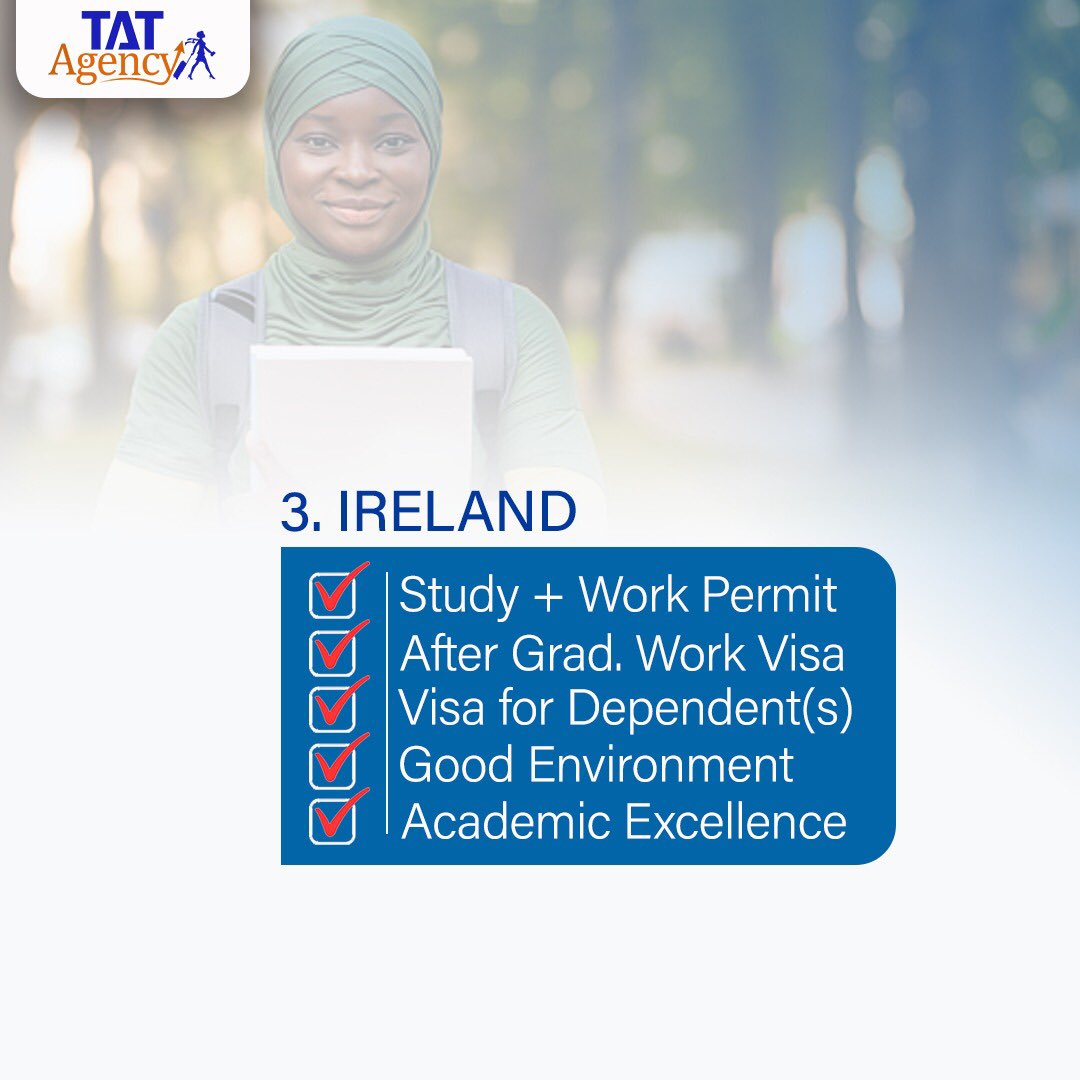 tatagencyng's tweet photo. Travel tips: Top countries suitable for study for Nigerians.

If you are planning to study abroad and you don’t know which country to go for, this post will help you in your decision making.

#studyinuk #university #studentvisa #studyvisa #studyoverseas #overseaseducation #visa https://t.co/vi2deoa8bb