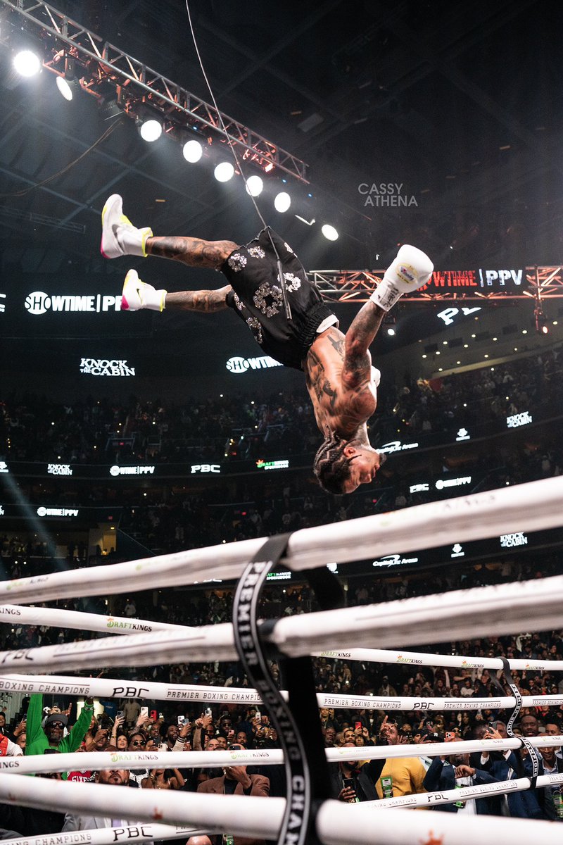cassyathena's tweet photo. This photo i got of @Gervontaa doing a back flip after his win is wild 📸🏆 https://t.co/EUjblqKhtV