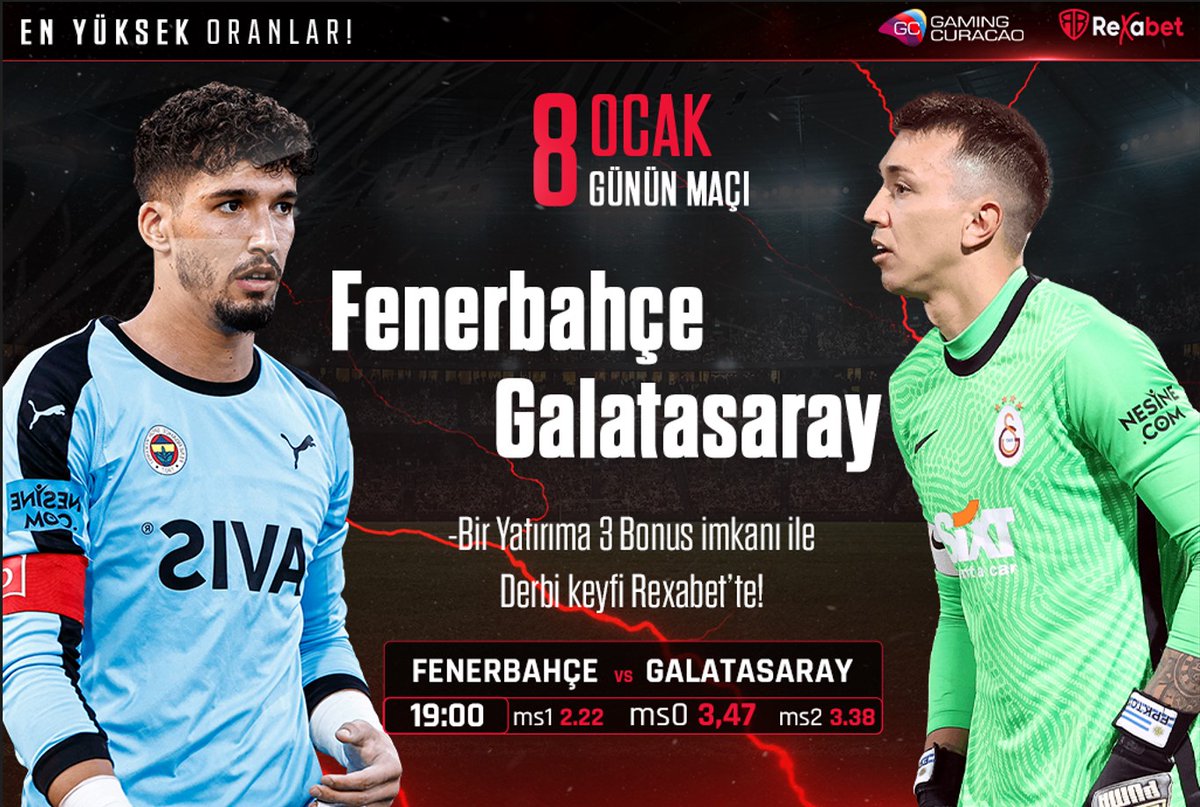 ⚡️Süper Lig'de derbi günü!  Fenerbahçe - Galatasaray

⚽️ Bir Yatırıma 3 Bonus İmkanı ile Derbi keyfi Rexabet'te 

📲 Heyecana Rexabet farkıyla ortak ol!