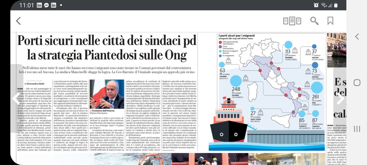 Il <a href="/Viminale/">Il Viminale</a> ha respinto la richiesta delle #ong. Nonostante il maltempo #GeoBarents e #OceanViking dovranno sbarcare ad #Ancona. Perché la strategia di #Piantedosi è quella che racconto oggi su <a href="/repubblica/">Repubblica</a> <a href="/pdnetwork/">Partito Democratico 🇮🇹 🇪🇺</a> <a href="/MSF_ITALIA/">MediciSenzaFrontiere</a> <a href="/SOSMedItalia/">SOS MEDITERRANEE ITA</a>