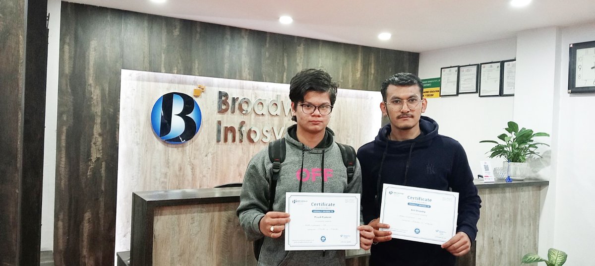 broadwayinfosys's tweet image. Broadway Infosys certifying our students for their course completion!

Some glimpses of students receiving their respective certificates!

Wishing the students all the best for your future endeavours!

#Certification
#ITTraininInNepal
#InternshipAndPlacement
#BroadwayInfosys