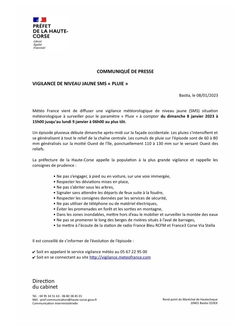 CasaCumunaLuri's tweet image. INFORMATION MÉTÉOROLOGIE VIGILANCE JAUNE #meteo2b