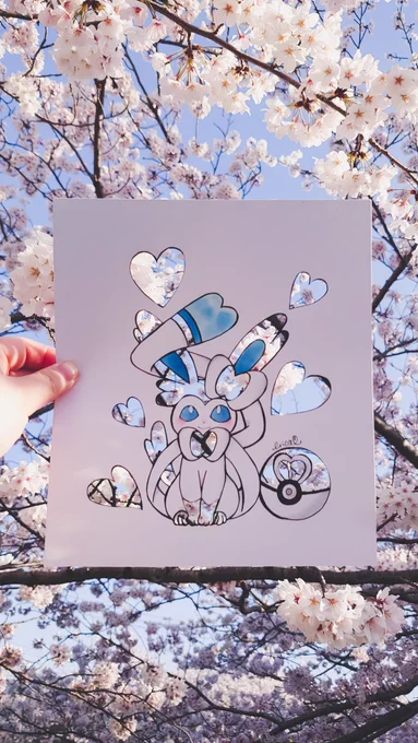 桜に染まるニンフィア 