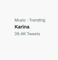 KRNGlobalUnion's tweet photo. [📈] KARINA is currently trending under Music Category with  26.4k tweets!

#KARINA #카리나 #カリナ
#에스파 #aespa   @aespa_official https://t.co/62aZXZxVxp