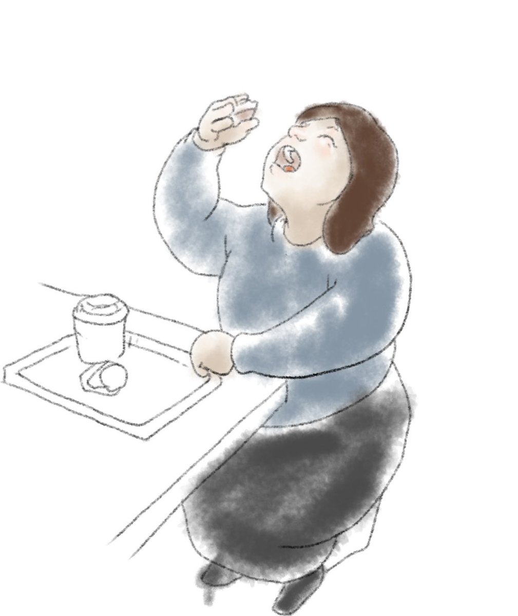 ZOK8's tweet photo. 漫画のように
美味しそうに食べる女性が！！
コーヒーだけを飲みに来たのですが、思わずハンバーガーを注文しそうになりましたわ笑
良いもん見れました！

#illustration #マクドナルド　
#McDonald
#イラストレーション #art
#絵描きさんと繋がりたい 
#イラスト好きな人と繋がりたい
#art #artwork https://t.co/jAzH0zoRhq