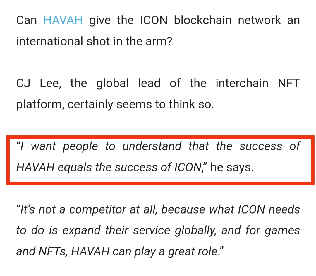 Let me be absolutely clear! The success of <a href="/HAVAHofficial/">HAVAH</a> is success for ICON too 🔥
#icx $icx #btc #eth #bnb #polkadot #cosmos #qnt #wanchain #defi #ada #luna #solana #defi #nft