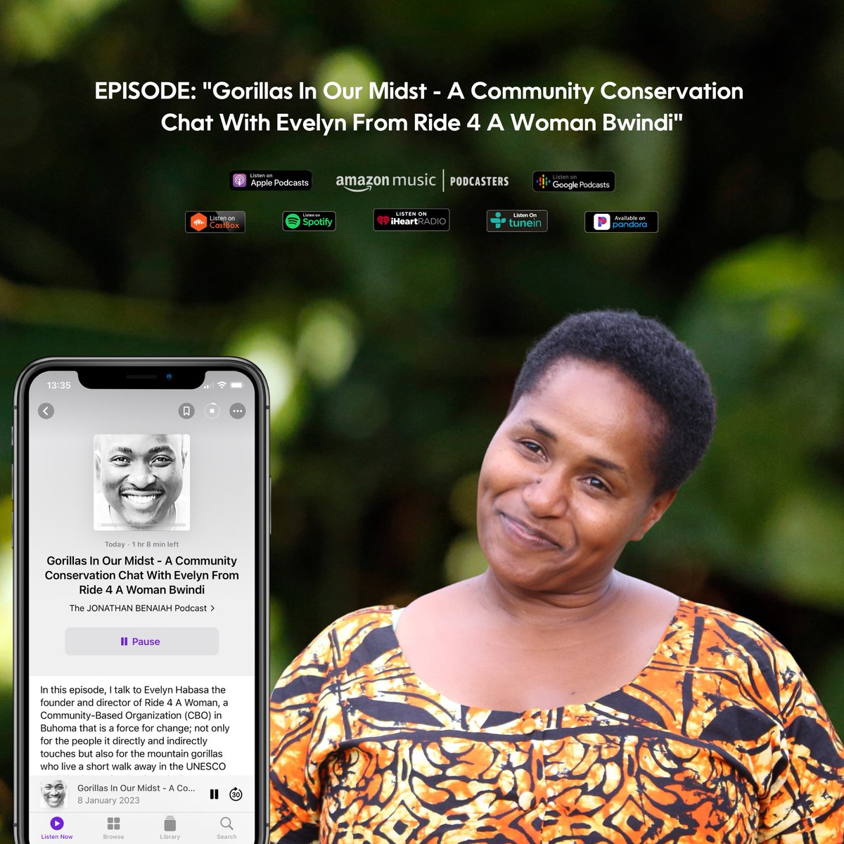 AhaJonathan's tweet photo. Listen to my interview with Evelyn Habasa, the founder of the life-changing @ride4awoman, a Community-Based Organisation at the edge of the @UNESCO World Heritage Site that is Bwindi Impenetrable National Park. 

APPLE 🔊 https://t.co/jJ89rH4dw3
AMAZON 🔊 https://t.co/uUnSu0Bwns https://t.co/K7eFOOfd5t