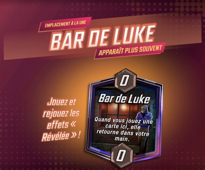 Rotary_san's tweet photo. L’emplacement à la une sur Marvel Snap est le bar de Luke. Il double les effets « révélée » des cartes. https://t.co/pksfUPEo85