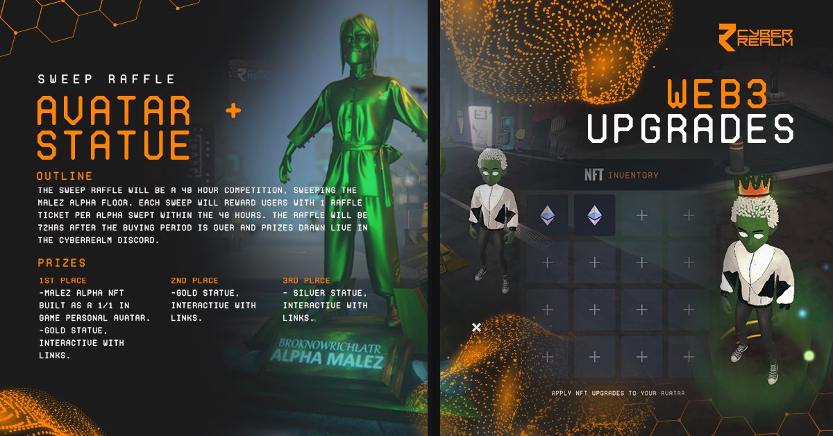 CyberRealm (@cyberrealmtech) on Twitter photo Huge sweep incentive ๐ + #NFTGiveaways
WIN <a href="/ZSCNFTs/">ZOMBIESOCIALCLUB ๐งโโ๏ธ</a> MaleZ ALPHA NFT + in game rewards for our upcoming multiverse 23rd Jan in the CyberRealm Discord discord.gg/34TA7eNcVn ๐
Giving a MaleZ ALPHA($115) #NFT on this post
Like/RT ๐ธ
Tag 4 ๐ธ
Follow <a href="/CyberRealmTech/">CyberRealm</a> <a href="/ZSCNFTs/">ZOMBIESOCIALCLUB ๐งโโ๏ธ</a> Huge sweep incentive ๐ + #NFTGiveaways
WIN <a href="/ZSCNFTs/">ZOMBIESOCIALCLUB ๐งโโ๏ธ</a> MaleZ ALPHA NFT + in game rewards for our upcoming multiverse 23rd Jan in the CyberRealm Discord discord.gg/34TA7eNcVn ๐
Giving a MaleZ ALPHA($115) #NFT on this post
Like/RT ๐ธ
Tag 4 ๐ธ
Follow <a href="/CyberRealmTech/">CyberRealm</a> <a href="/ZSCNFTs/">ZOMBIESOCIALCLUB ๐งโโ๏ธ</a>