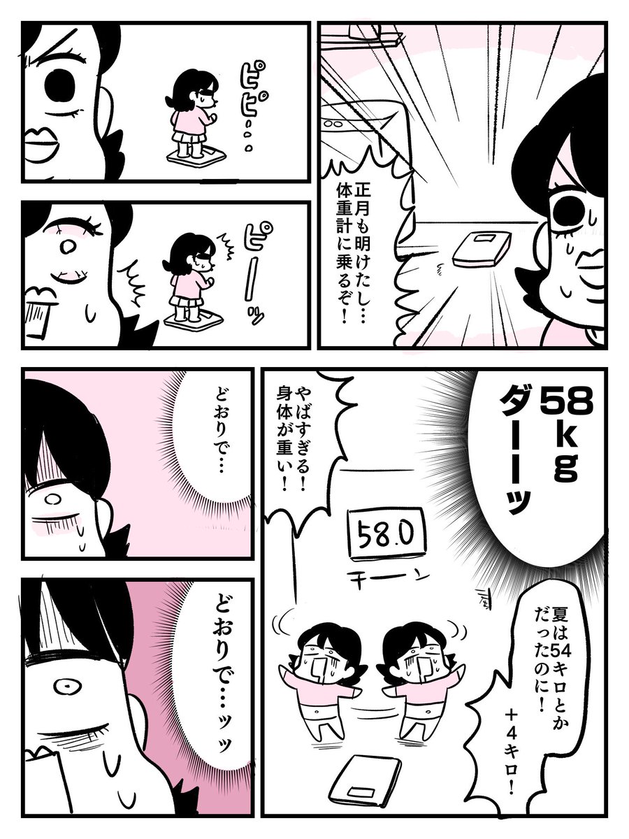 正月過ぎて体重計乗ったらとんでもないことになりました。

#100日後に8キロ痩せる漫画家 0日目 