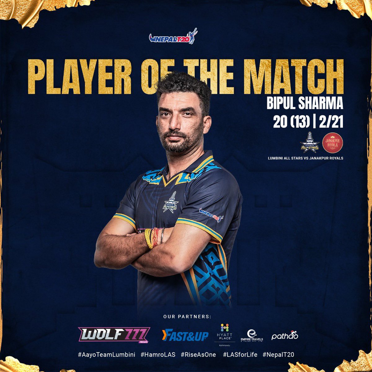 boltsjanakpur's tweet photo. Player of the Match performance by Bipul Sharma vs Janakpur Royals!
Delighted to be into the finals.
#RiseAsOne
#AayoTeamLumbini
#HamroLAS
#LASforLife
#NepalT20
#LumbiniAllStars https://t.co/BSwN01ZDKu