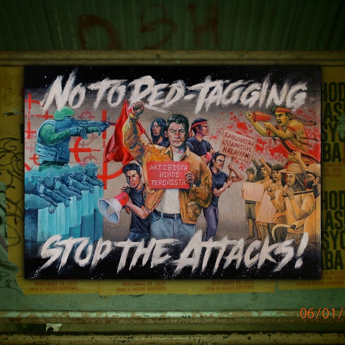 𝒌𝒂𝒓𝒂𝒕𝒖𝒍𝒂 𝒌𝒐𝒏𝒕𝒓𝒂 𝒑𝒂𝒔𝒊𝒔𝒕𝒂 ✊
acrylic on cardboard
18x24 inches
2023

#AbolishNTFELCAC
#NoToRedTagging