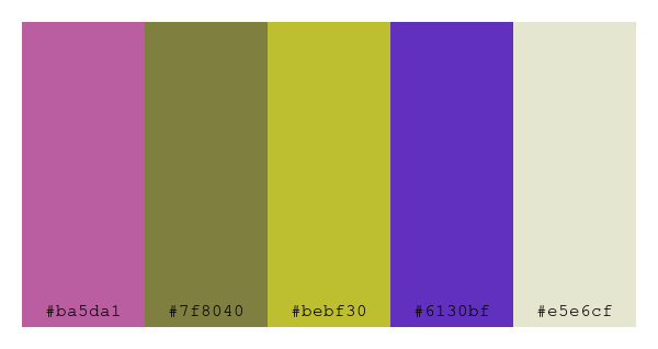 ColPaletteBot's tweet photo. Beep beep, here's a pretty color palette for you!
color-scheme.js parameters used:
- hue: 121
- variation: pastel
- colors: #ba5da1, #7f8040, #bebf30, #6130bf, #e5e6cf
Have a lovely day!
#twitterbot #colorpalette #colors #palette #prettycolors https://t.co/GLSsTNVxXo