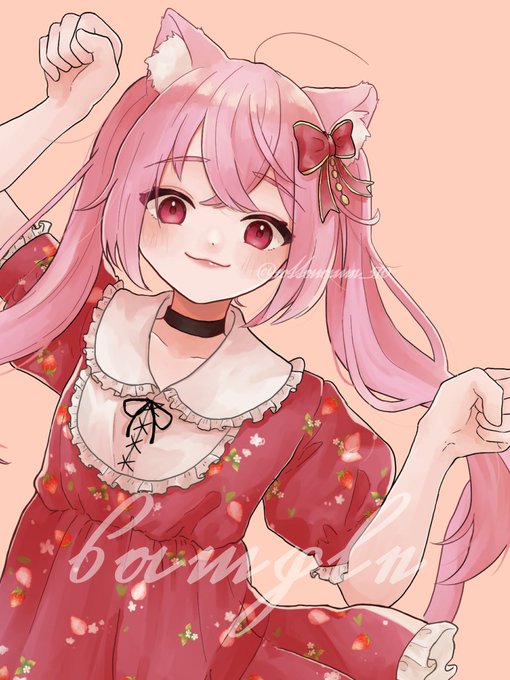 「pink hair strawberry print」 illustration images(Latest)