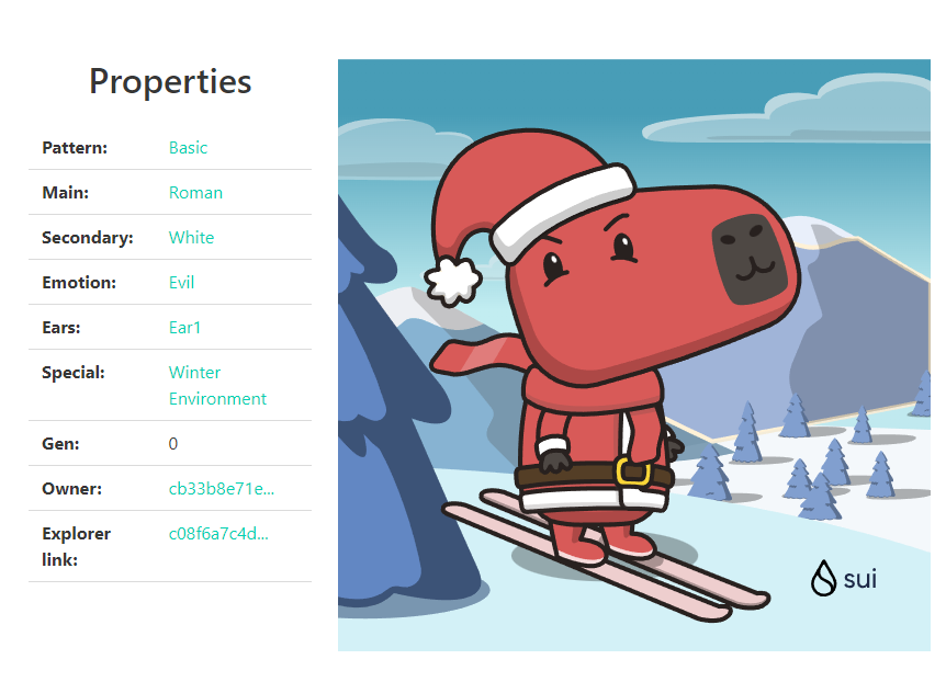 🎁 I just unboxed my Sui Holiday Capy! ❄️
was very happy because he wanted to ski into the forest to find his good friends, such as eagle, black bear, tiger, etc. #CapyHolidays <a href="/SuiNetwork/">Sui</a>