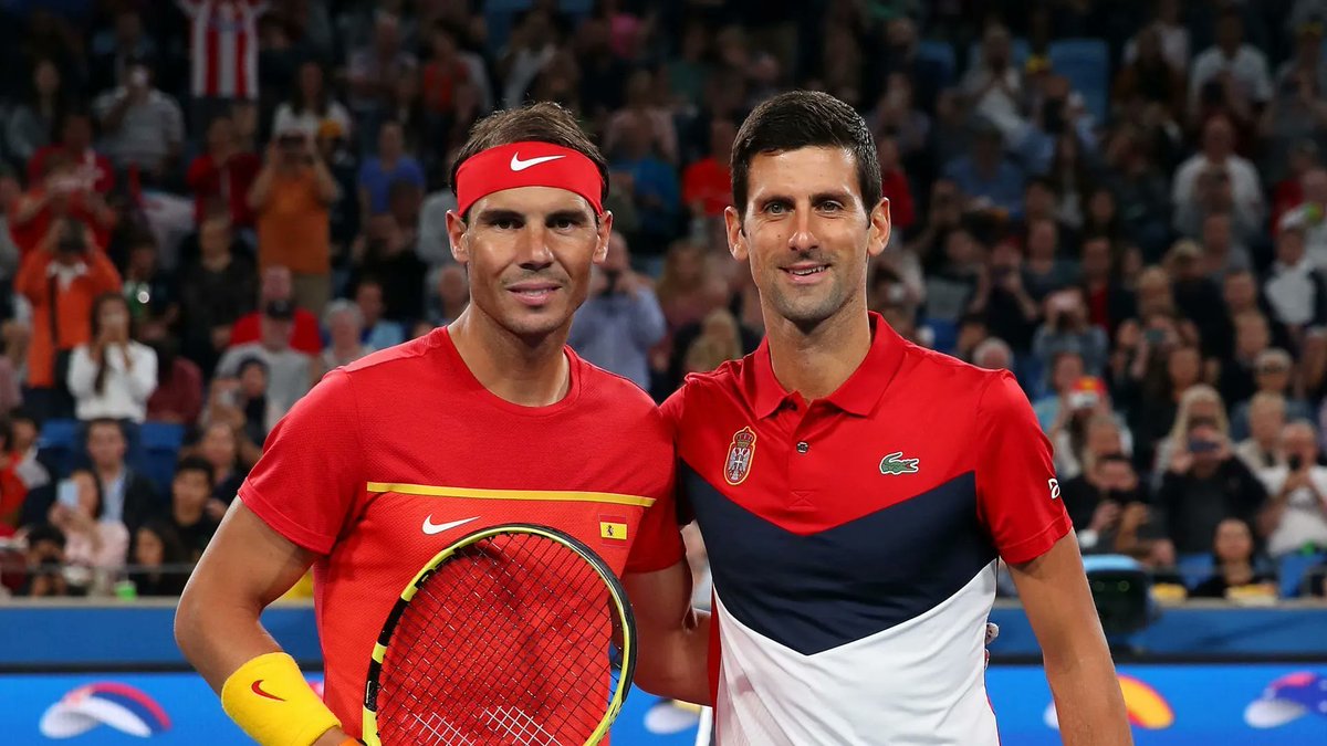 BastienFachan's tweet photo. Nadal-Djokovic through two decades

Career titles - Nadal 92, Djokovic 92
Grand Slams - Nadal 22, Djokovic 21
Head-to-head - Nadal 29, Djokovic 30

Perfectly balanced, as all things should be https://t.co/xe2Wdgp6Db