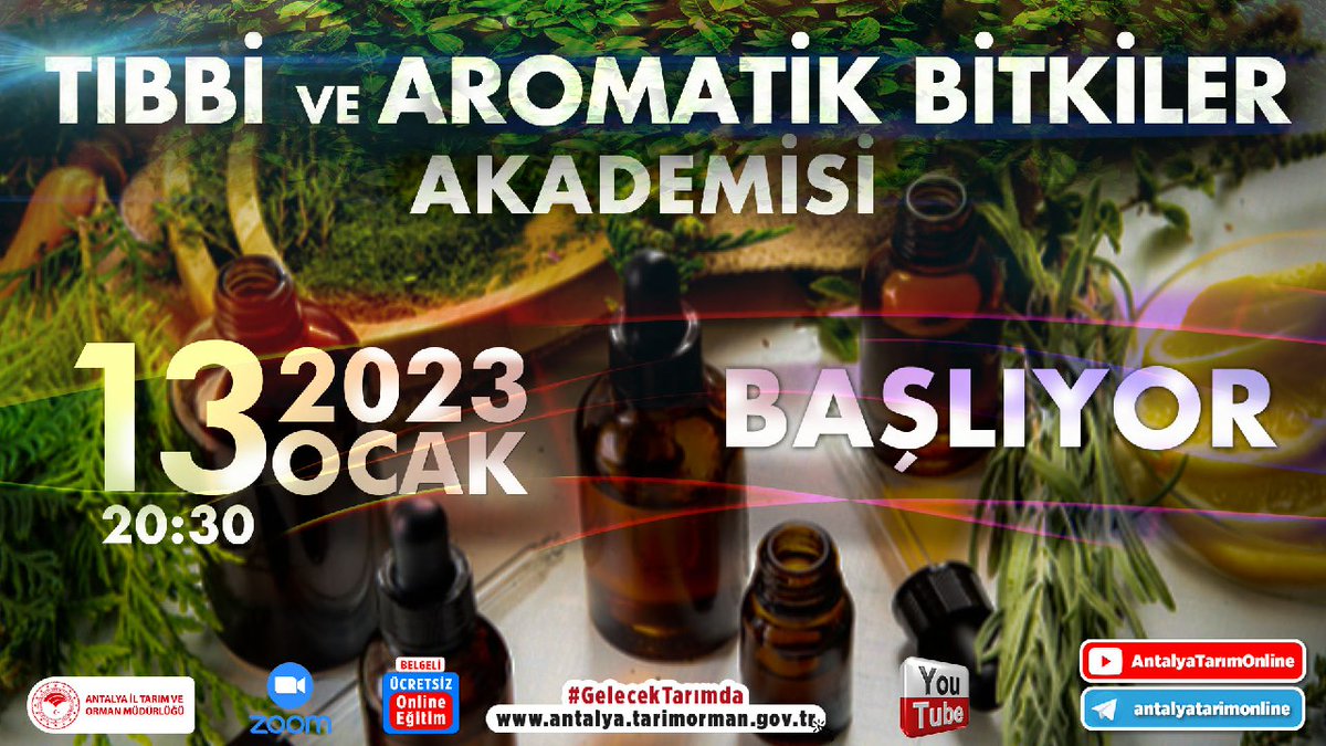 #Tabakademisi'ne BAŞLIYORUZ 
Tıbbi ve Aromatik Bitkiler Akademisi

Ülkemizin üniversitelerinin katkılarıyla düzenlenen akademimize kayıt için
👇
docs.google.com/forms/d/e/1FAI…

🔹Çevrimiçi 🔹Ücretsiz 🔹Belgeli

#GelecekTarımda
#TarımAntalyada

<a href="/gokhankaraca_/">Gökhan Karaca</a> <a href="/ersinyazici1/">Ersin YAZICI</a> <a href="/VahitKirisci/">Prof.Dr.Vahit Kirişci</a>