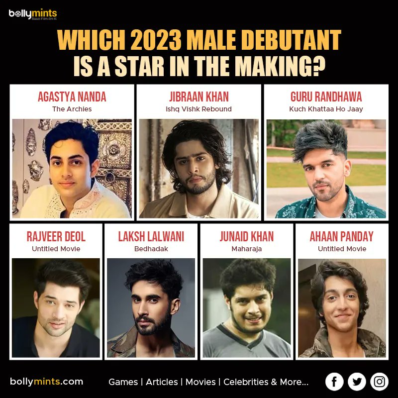 Which 2023 male debutant is a star in the making ? Comment below !
#Agastyananda #Jibraankhan #GuruRandhawa #Rajveerdeol #Lakshlalwani #Junaidkhan #Ahaanpandey