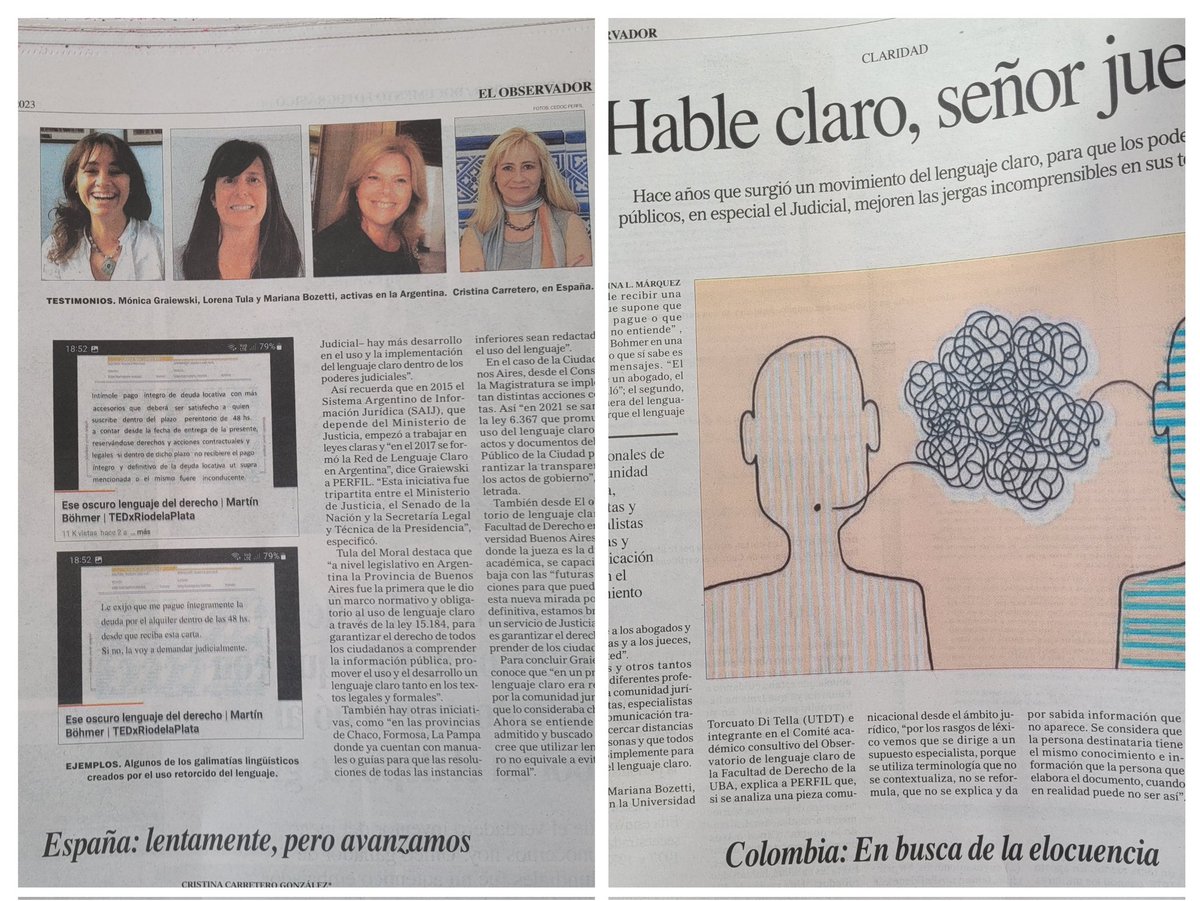 #LenguajeClaro en el diario. ¡Gracias Silvina Márquez y <a href="/perfildiario/">DIARIO PERFIL</a> por haberme consultado para esta nota,  junto a excelentes colegas y amigas!
<a href="/mayboz/">Mariana Bozetti</a> 
<a href="/criscarretero1/">Cristina Carretero G. 🌐</a> 
<a href="/jpcyf13/">Juzgado PCyF n° 13</a> 
@German_ArenasA
Artículo completo: perfil.com/noticias/elobs…