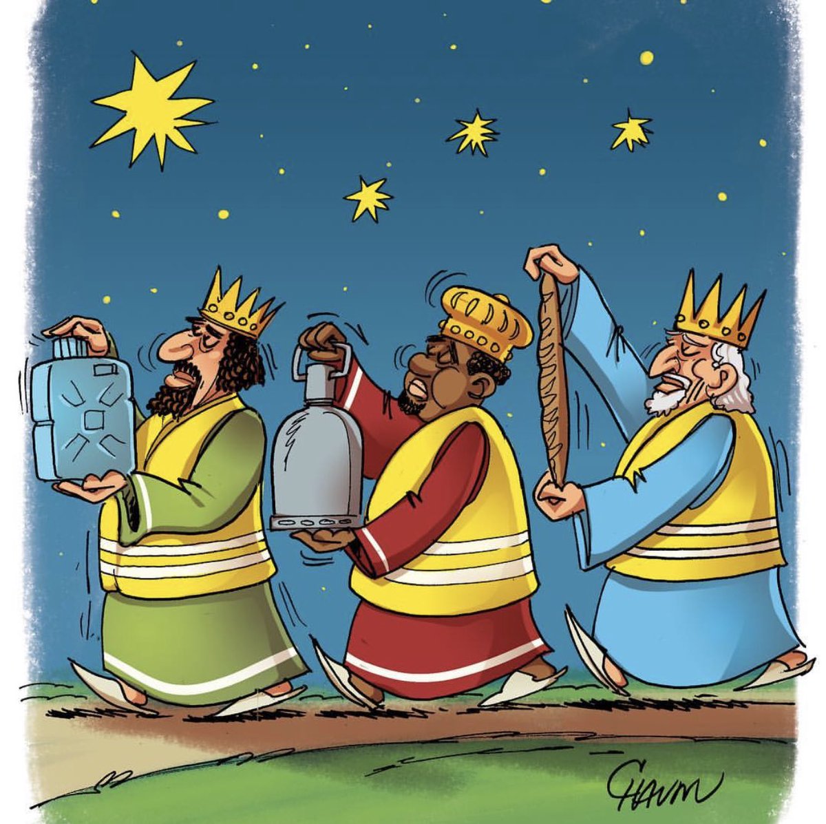 EmmanuelChaunu's tweet photo. Un dessin de 2019 toujours d’actualité en ce jour d’ épiphanie … 👑 bon dimanche à tous ! #Epiphanie #roimages https://t.co/vD8Z2CCCPT