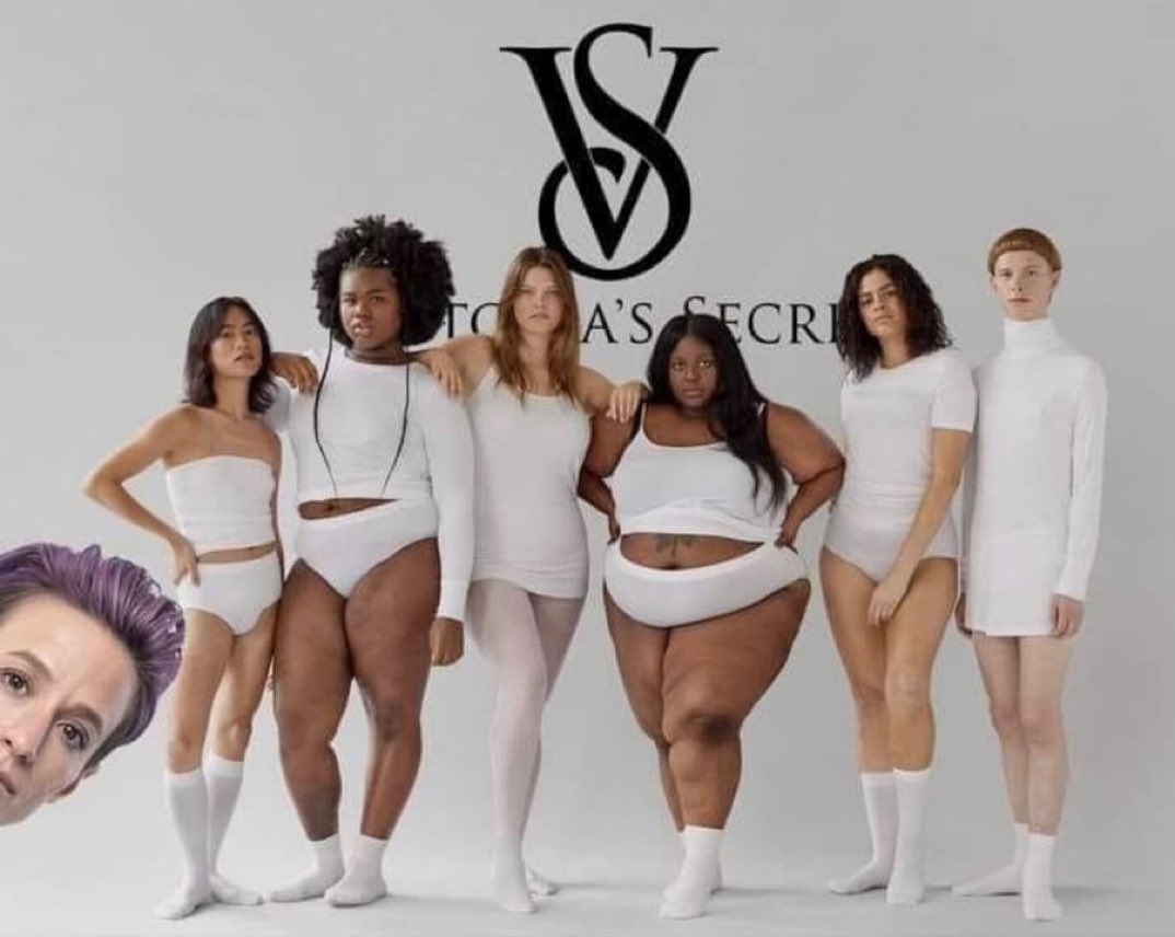 ValRoss721's tweet photo. Is it a wonder Victoria Secret’s stock is rankings? Go WOKE. Go Broke. Fat is not beautiful. Fat is sick and leads to serious health issues. We don’t want to see men in lingerie either. Let’s not forget the Les Wexner/Epstein connection. https://t.co/K3jOKVdiaH