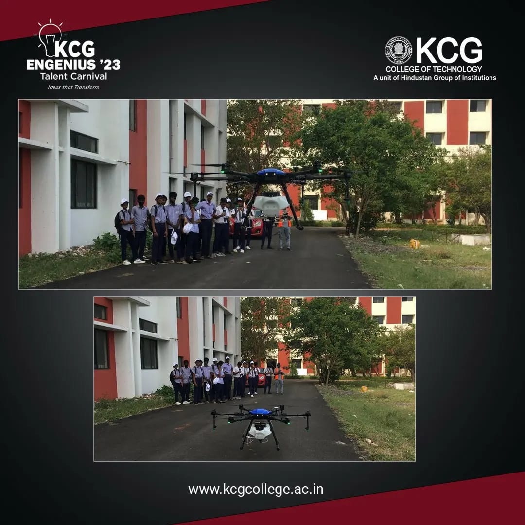 KCGtechnology's tweet photo. The Drone Show organized by the Departments of Aeronautical & Aerospace Engineering as part of KCG Engenius '23 was a smashing success! The visiting school students were given insighful information on the design and operation of drones.
#KCGCollege #kcgEngenius #KCG25 https://t.co/d8ilstqSKF