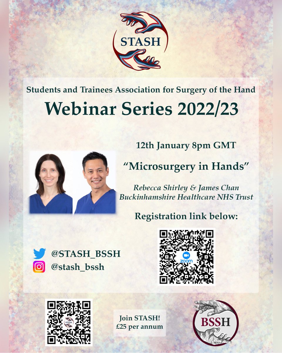 us02web.zoom.us/webinar/regist… Reminder to register for our next webinar, this Thursday 12th Jan 20:00 GMT “Microsurgery in Hands” Don’t forget to send in your questions for speakers @rebecca5hirley @DrJamesKKChan
